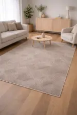 Geometrischer Teppich Beige/Grau – Agat Kollektion 6620 – Kurzflor | Diana’s Home