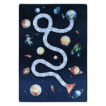 „Weltraum Kinderteppich 2910 NAVY – blauer Spielteppich mit Zahlenpfad und Planeten“