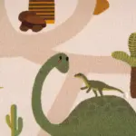 Kinderteppich Dino Beige – Spielteppich für Kinderzimmer | Waschbar & Rutschfest – Bild 2