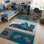 Kinderteppich Rennwagen Blau
