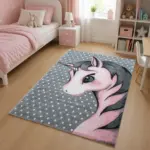 Kinderteppich Einhorn Rosa – Mädchen Teppich Kinderzimmer – Bild 4
