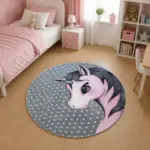 Kinderteppich Einhorn Rosa – Mädchen Teppich Kinderzimmer – Bild 3