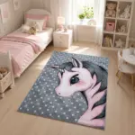 Kinderteppich Einhorn Rosa – Mädchen Teppich Kinderzimmer – Bild 2