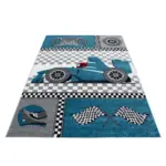 Kinderteppich Rennwagen Blau – Spielteppich fürs Kinderzimmer – Bild 2