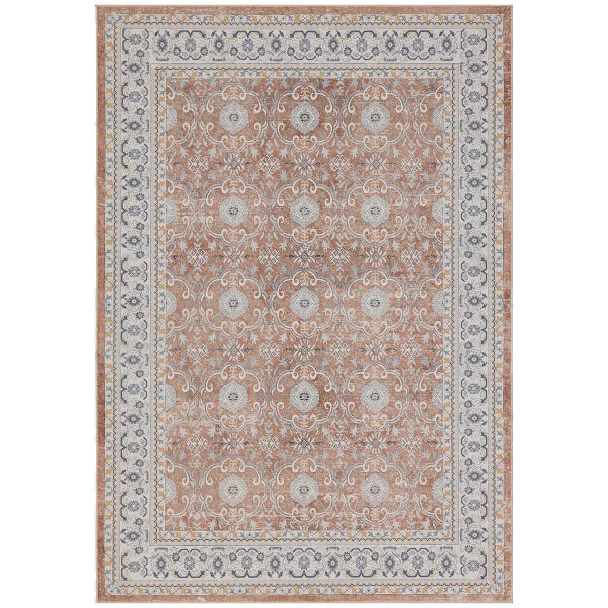 1145-Terra-1-Front Inka 1145 Teppich Terrakotta – Waschbarer Vintage Kurzflor – Bild 1