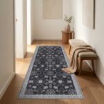 Inka 1146 Teppich Schwarz – Waschbarer Vintage Kurzflor – Bild 3