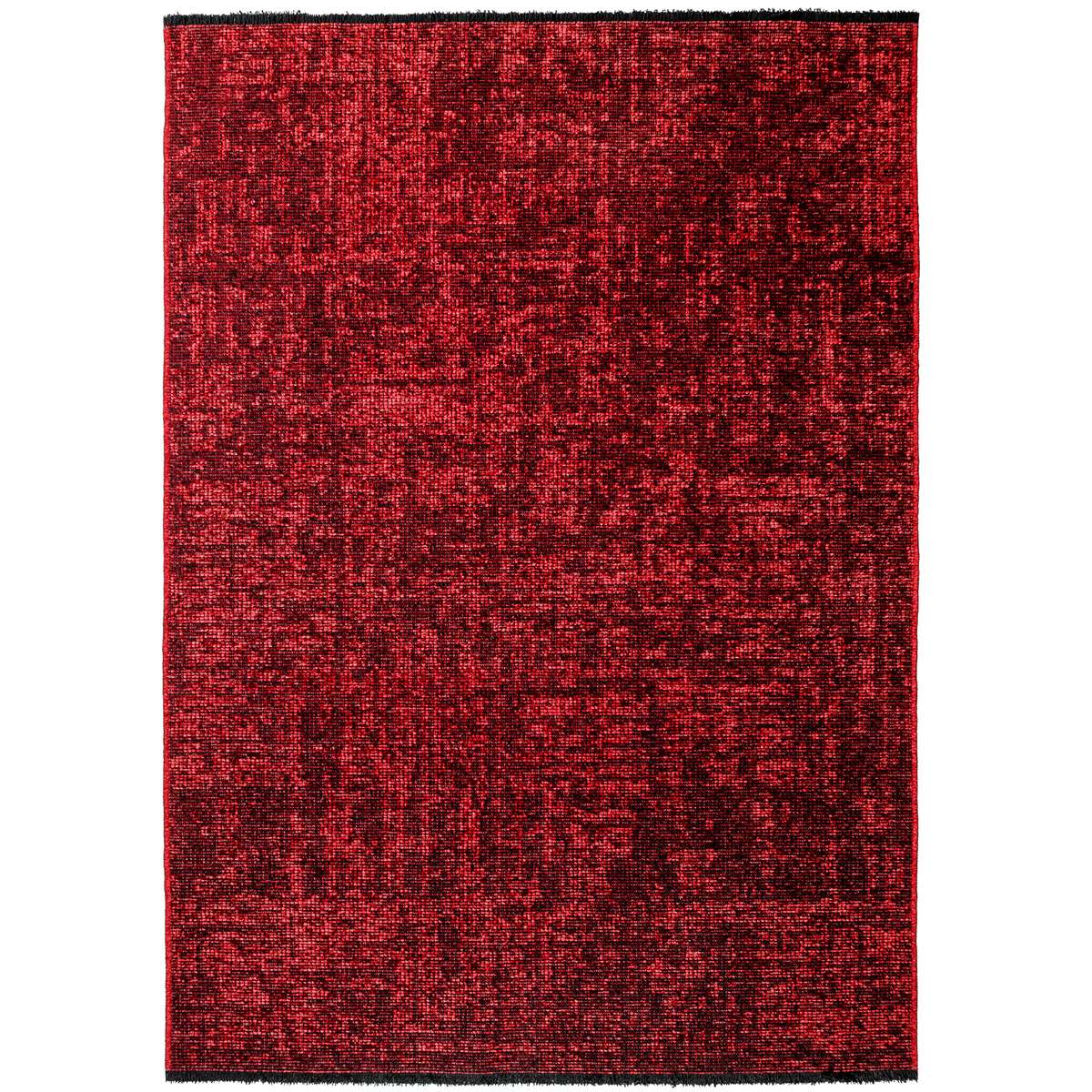 1900-Red-1-Front Space Teppich Rot – Waschbarer Baumwoll-Chenille Kurzflor – Bild 1
