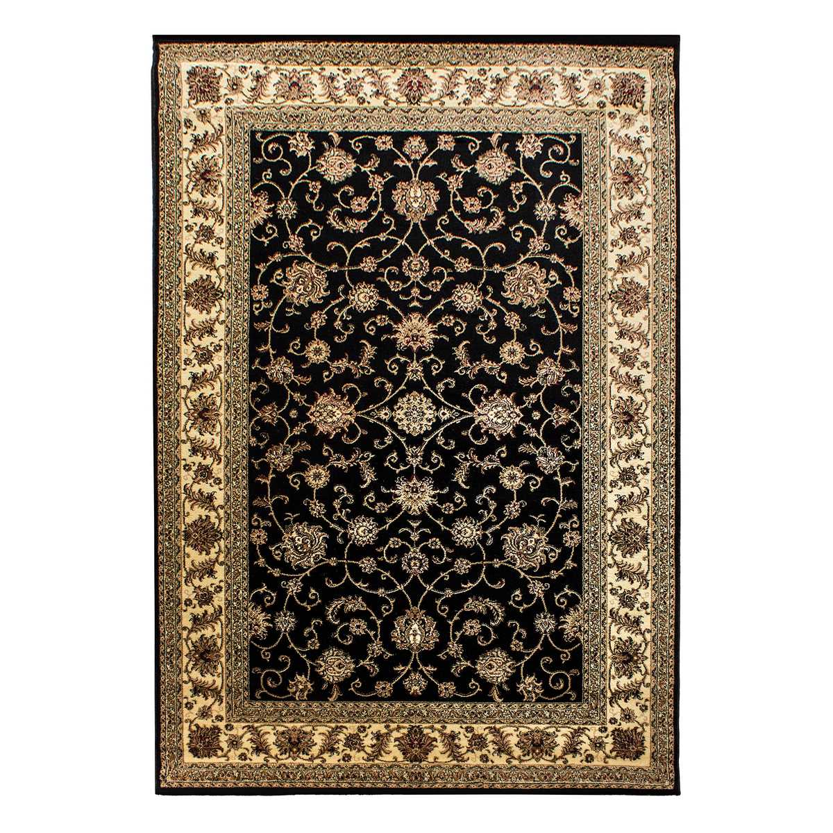 0210-Black-1-Front Orientteppich Gold Schwarz | Klassischer Teppich fürs Wohnzimmer – Bild 1
