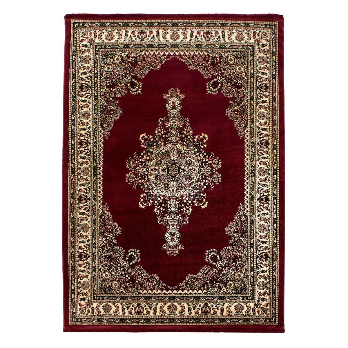 0297-Red-1-Front Orientteppich Bordeaux Beige | Klassischer Teppich mit Medaillon – Bild 1