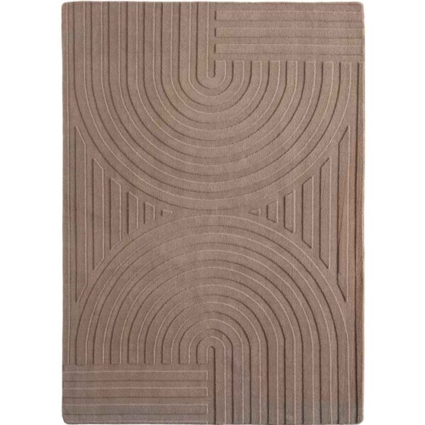 Moderner Kurzflor Teppich Beige mit geschwungenem Relief-Muster