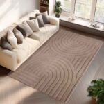Pompei 1611 Beige Kurzflor Teppich im modernen Wohnzimmer