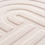 Moderner Kurzflor Teppich Creme mit geschwungenem Relief-Muster
