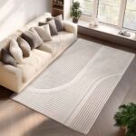 Pompei 1612 Cream Kurzflor Teppich im modernen Wohnzimmer
