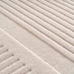 Moderner Kurzflor Teppich Creme mit geschwungenem Linienmuster