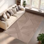 Moderner Kurzflor Teppich Beige mit geometrischem Muster