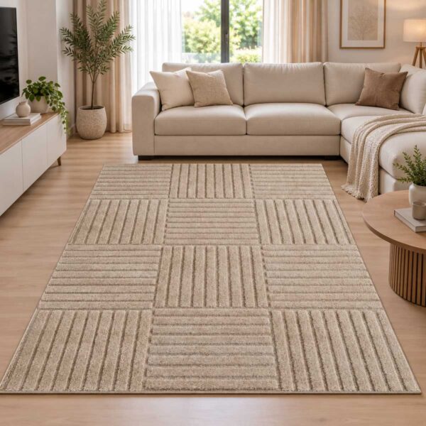 Moderner Teppich Beige ART 1123 mit geometrischem Linienmuster