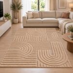 Moderner Teppich Rosa ART 1121 mit modernem geometrischem Muster in Wohnzimmer