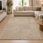 Moderner Teppich Beige ART 1121 mit geometrischem Linienmuster in Wohnzimmer