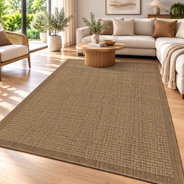 Giza Outdoor Teppich Braun – moderner wetterfester Teppich für Innen- und Außenbereiche