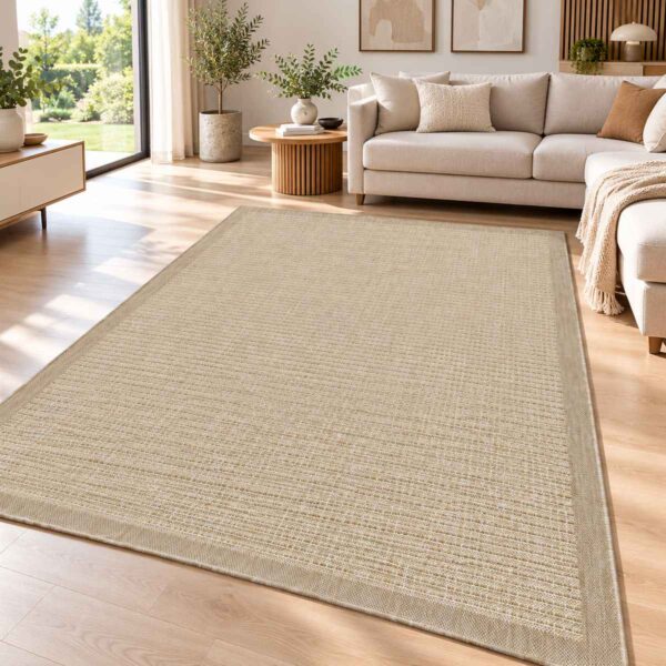 Giza Outdoor Teppich Beige – moderner pflegeleichter Teppich für Indoor und Outdoor