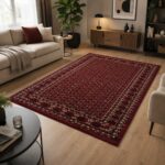 Roter Orientteppich mit klassischem Muster im Wohnzimmer