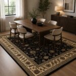 Orientteppich Rot Gold im Esszimmer mit klassischem orientalischem Muster