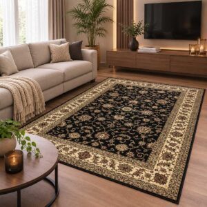 Orientteppich Rot Gold im modernen Wohnzimmer mit elegantem orientalischem Muster